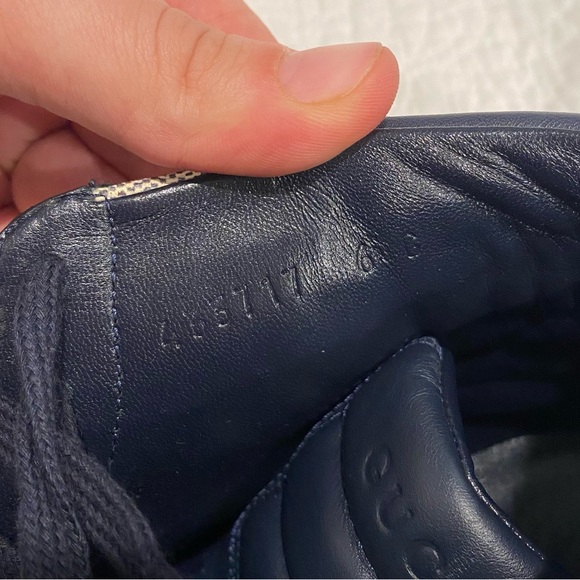 Gucci Mens Navy Blue GG Supreme High Top Sneakers - Picture 12 of 14
